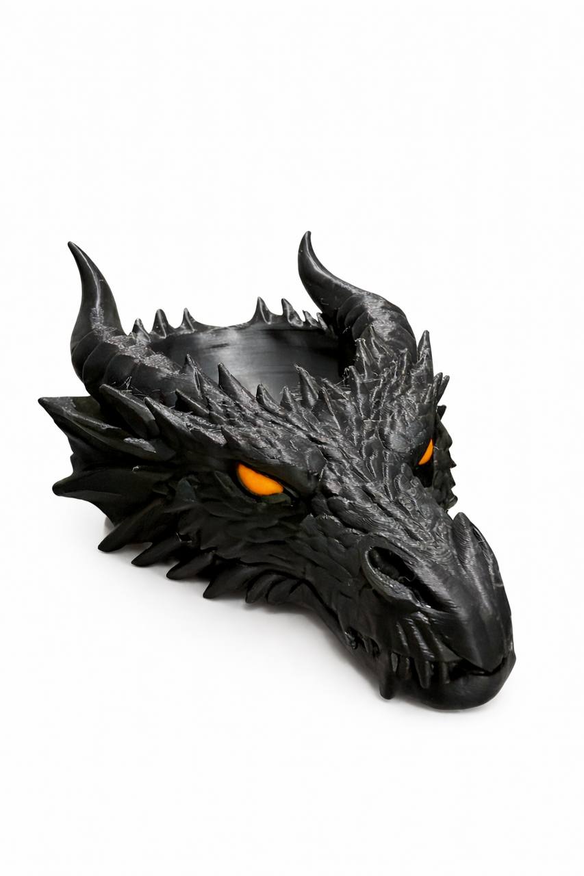 Dragon Head Catchall Tray Desk Entryway Organizer (Colored Eyes)